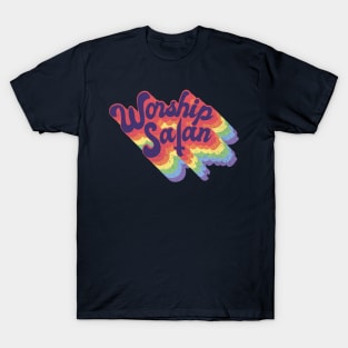 Worship Satan funky lettering T-Shirt